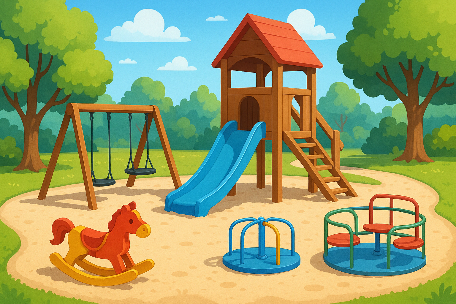 Parco giochi per bambini con area verde e scivolo (immagine introduttiva)